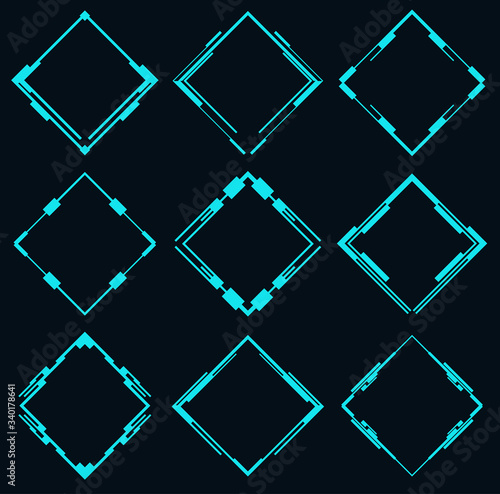 Set of futuristic rhombuses for hud interface.