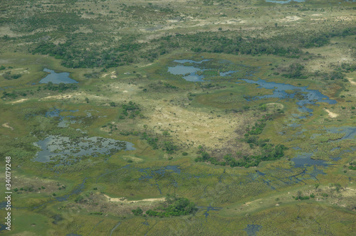 Botswana landscape from the air shows its many waterways and its natural beauty