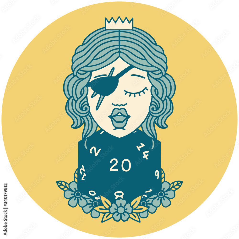 human rogue with natural twenty dice roll icon human rogue with natural twenty dice roll icon