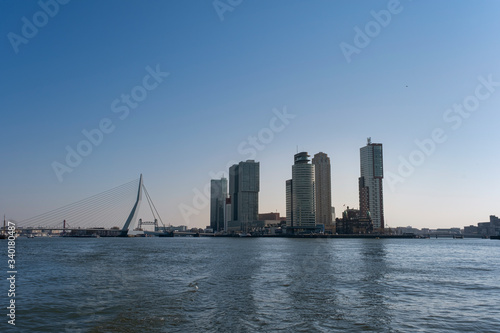 Cityscape of Rotterdam  viewing  de kop van zuid  from the riverside