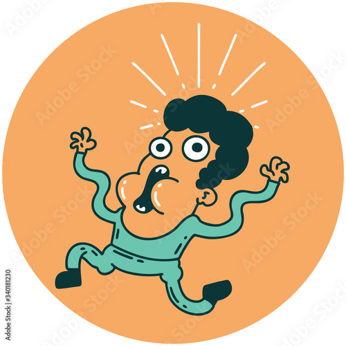 icon of tattoo style frightened man
