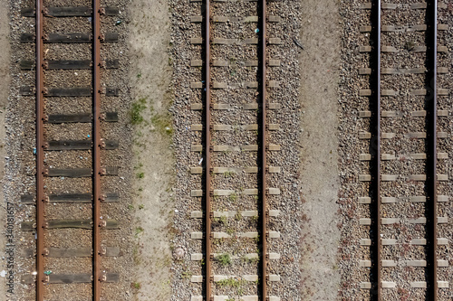 Train Tracks Detail from Above. Close up