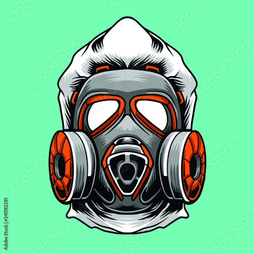 Hazmat Virus Mask Logo Premium Vector