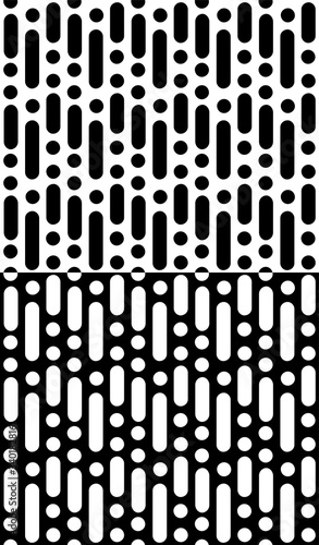 Memphis black white pattern. Simple seamless pattern of geometry shapes. Abstract background, vector illustration.