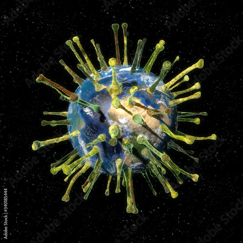 Earth Viral Pandemic
Global World wide Viral Pandemic, the COVID-19 Coronavirus, 3d rendering
