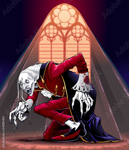 Portrait of a vampire under the sunlight