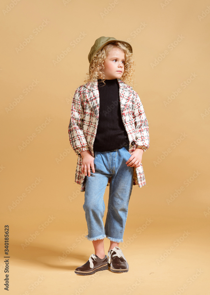 portrait of little model girl in studio portrait of little model girl in studio