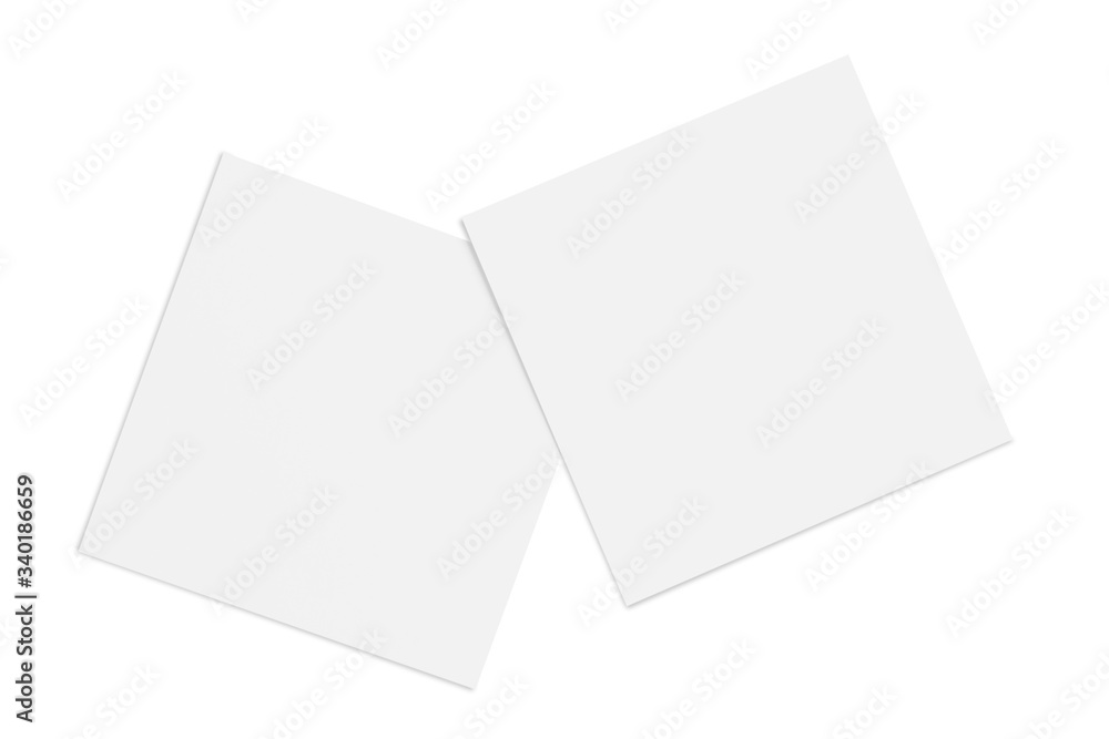 Two paper or plastic pieces (cards, tickets, flyers, invitations, coupons, banknotes, etc.), isolated on white background Two paper or plastic pieces (cards, tickets, flyers, invitations, coupons, banknotes, etc.), isolated on white background