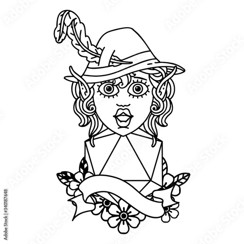 elf bard character with natural twenty illustration