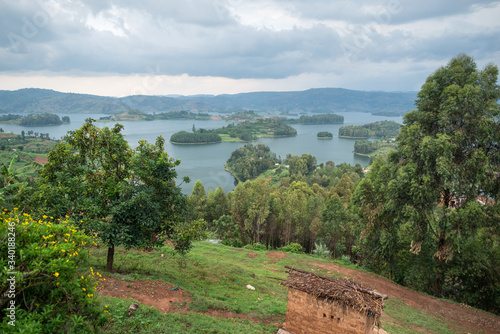 Green landscapes of hills around Lake Bunyonyi photo