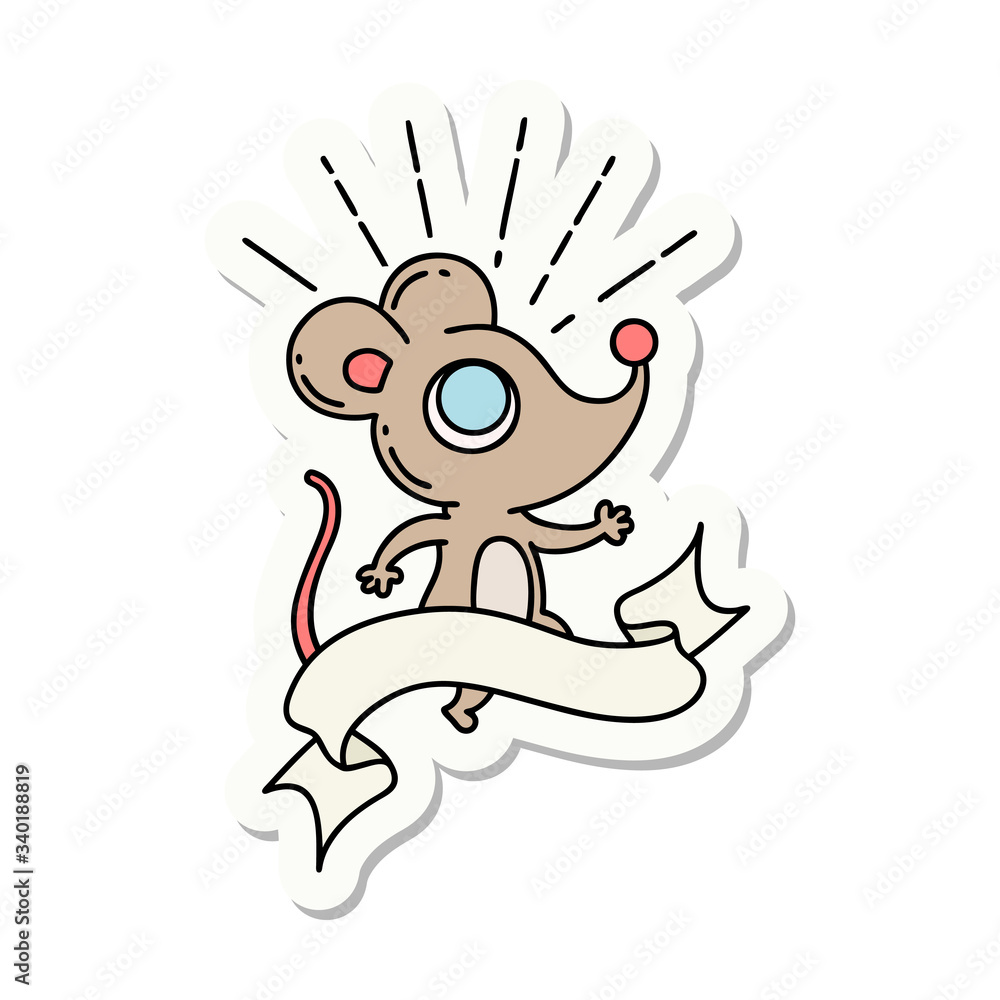 sticker of tattoo style mouse character sticker of tattoo style mouse character