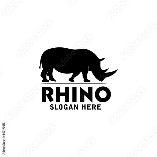rhino logo design simple vector template