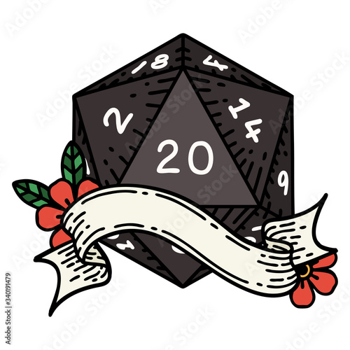 natural twenty D20 dice roll illustration