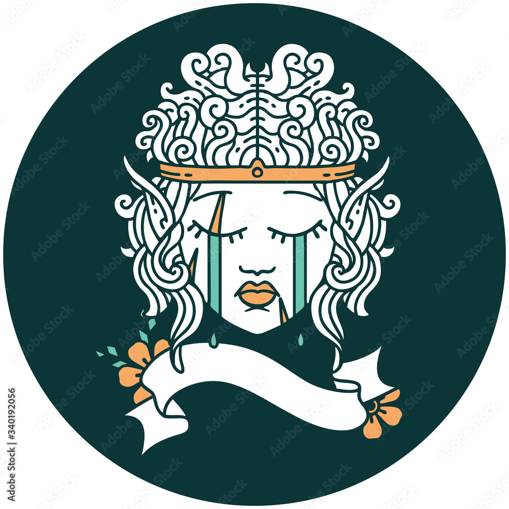 crying elf barbarian character face icon crying elf barbarian character face icon