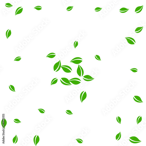 Wallpaper Mural Falling green leaves. Fresh tea random leaves flyi Torontodigital.ca