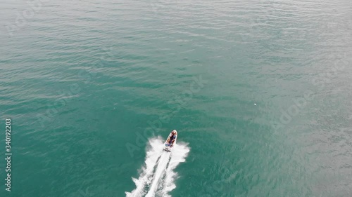 Aerial of Diep Son island, Vanh Ninh, Van Phong Bay, Khanh Hoa. the Island is famous for the white sand road locate under the sea water level connecting two islands with natural scenery wild photo