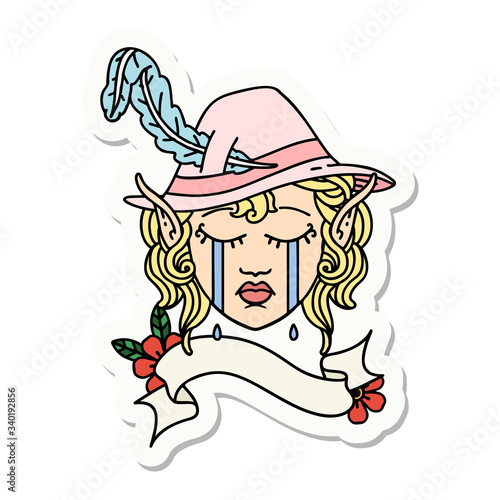 crying elven bard character sticker