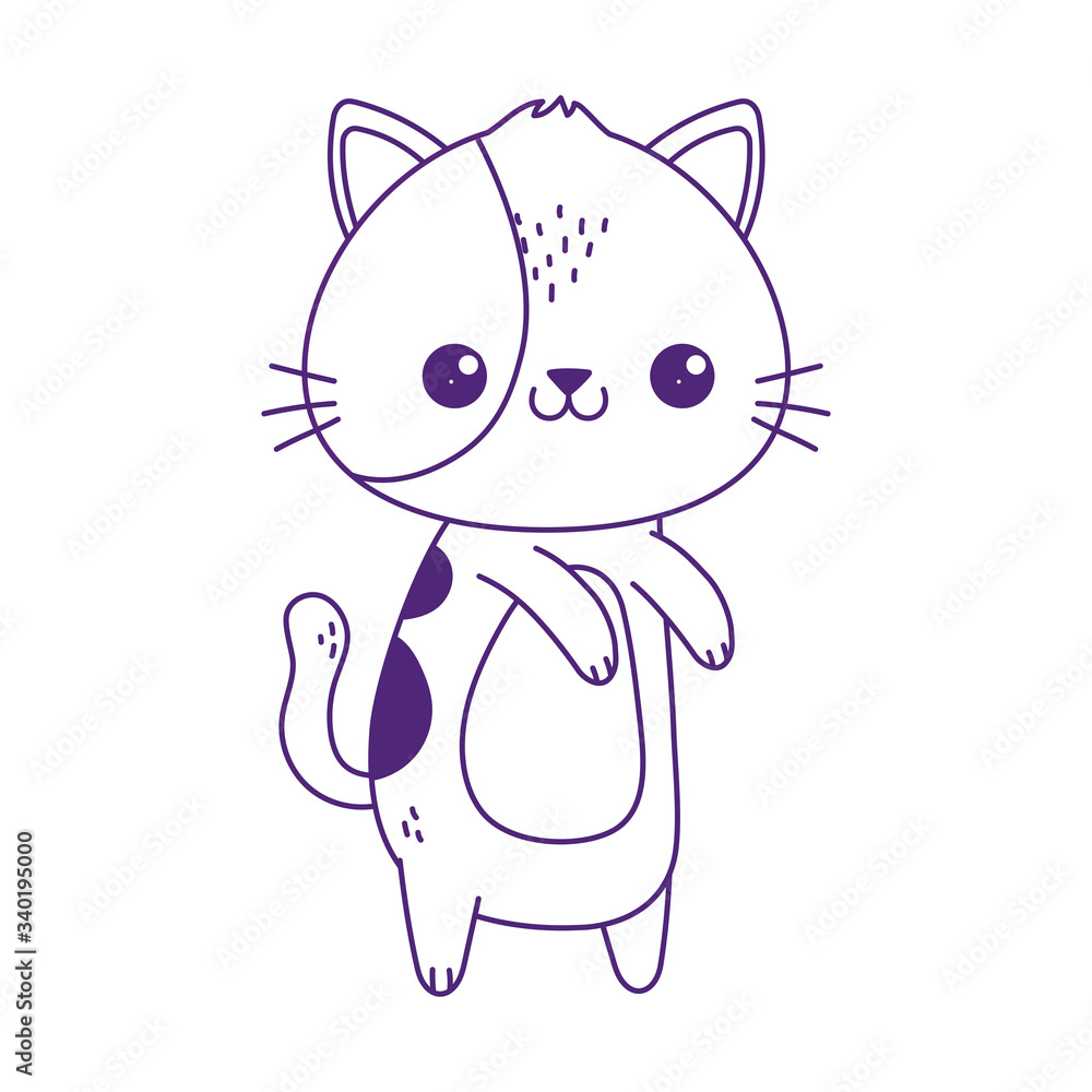 kawaii cute cat mascot cartoon isolated icon