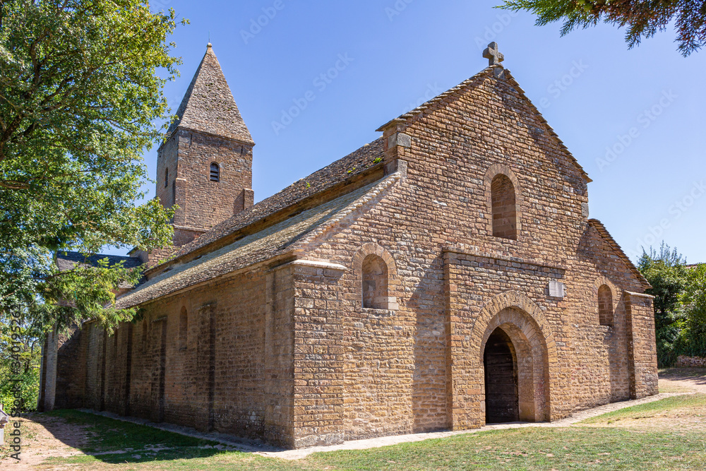 View of the Saint-Perre de Braincion romanic church, Burgundy, France