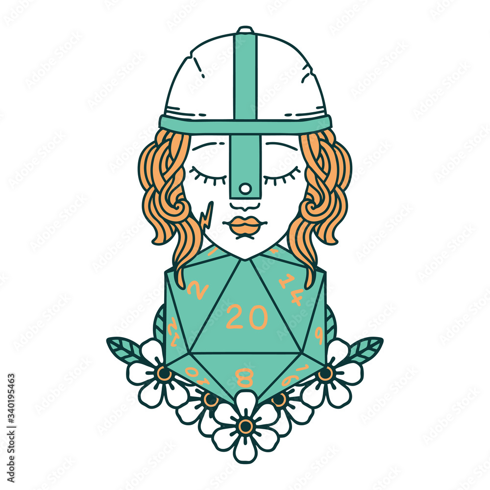 human fighter with natural 20 D20 dice roll illustration human fighter with natural 20 D20 dice roll illustration