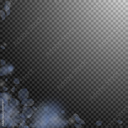 Light blue flower petals falling down. Eminent rom