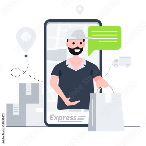 Online delivery concept. Flat design character. Business, health care, and medical vector illustration.