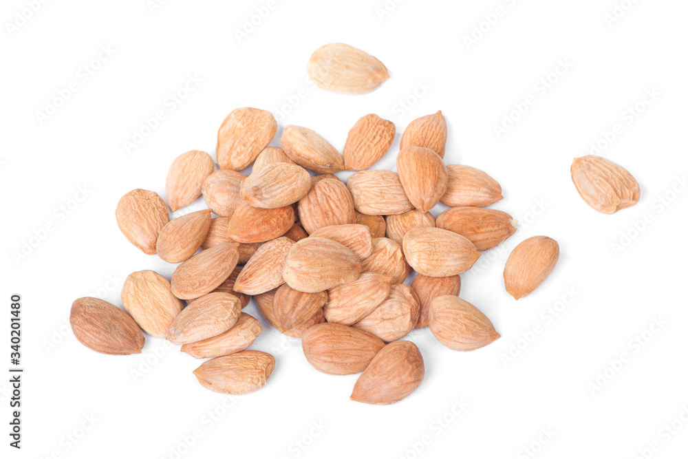 Handful of peeled apricot kernels Handful of peeled apricot kernels