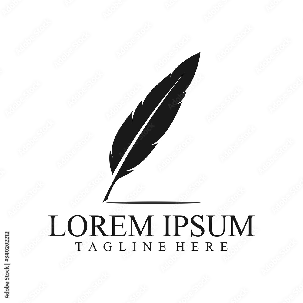 Feather Concept Isolated on White Background. Feather Logo Illustration. Feather Concept Isolated on White Background. Feather Logo Illustration.