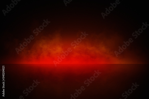 Abstract red smoke background for product photography, horizontal. Tabletop immitation