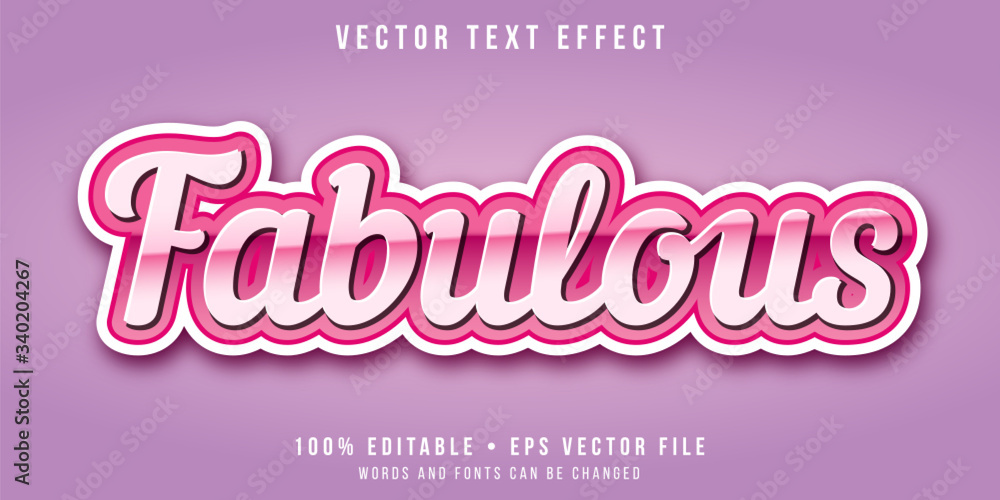 Editable text effect - fabulous pink style