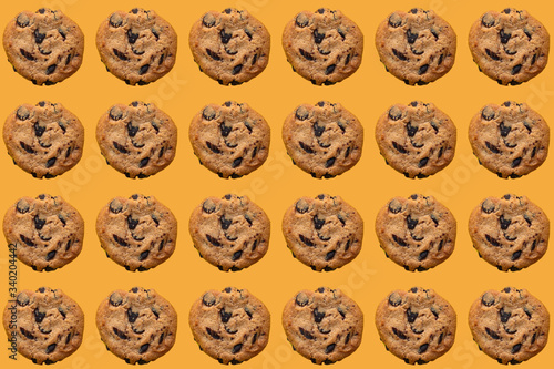 Pattern of American cookies with a chocolate crumbs