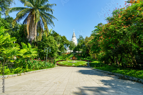 Beautiful view in park of Wat Phnom in Phnom Penh, Cambodia © Hien Phung