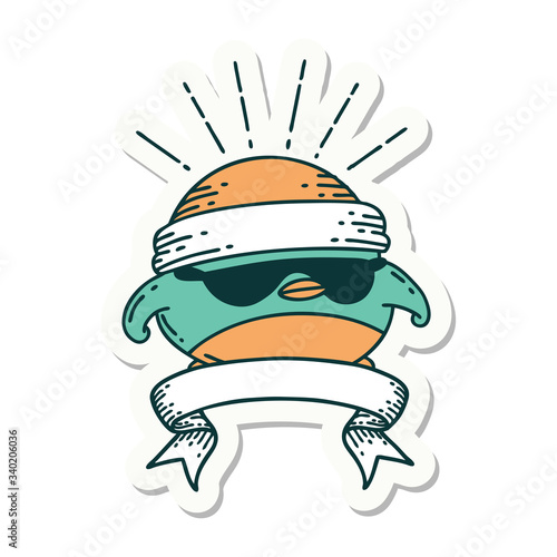 sticker of tattoo style cool robin