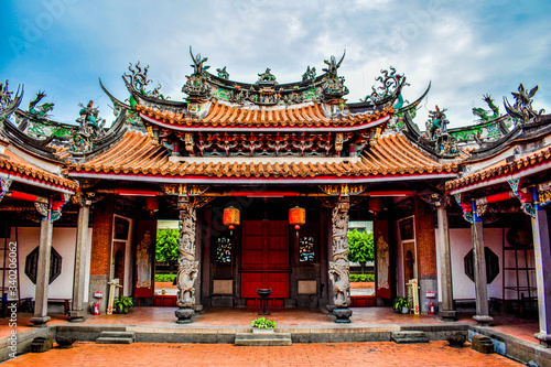 Original taiwanese old temple with rich decoration in Taichung