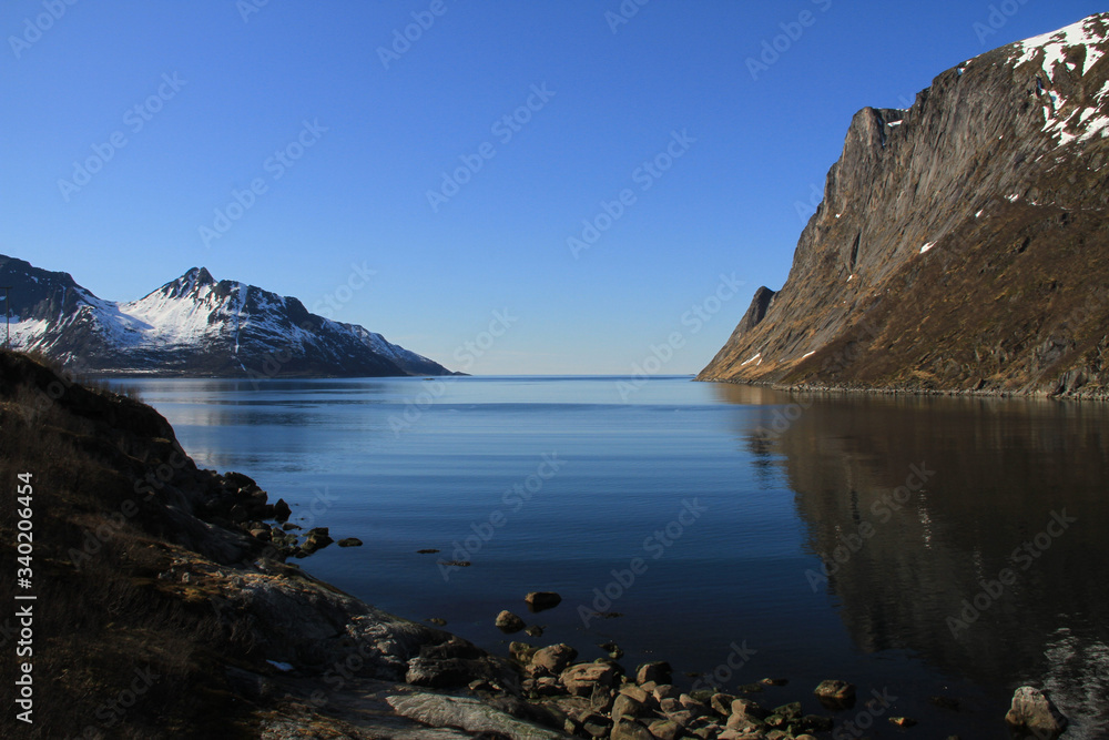 sunset, sky, sun, sunrise, nature, clouds,  landscape, evening, light, sea, cloud, blue beautiful, horizon, red, sunlight, mountain view, ocean tromso tromsø  water travel tourism sea coast nature 