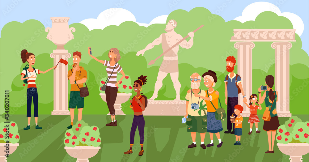 Fototapeta premium Tourists in open air museum of ancient Greece