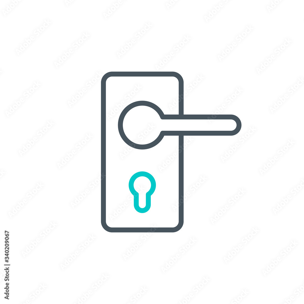 do not touch doorhandle single line icon isolated on white. Perfect outline symbol Prevention Coronavirus Covid 19 banner. warning element avoid indirect contact with infected surface editable Stroke do not touch doorhandle single line icon isolated on white. Perfect outline symbol Prevention Coronavirus Covid 19 banner. warning element avoid indirect contact with infected surface editable Stroke