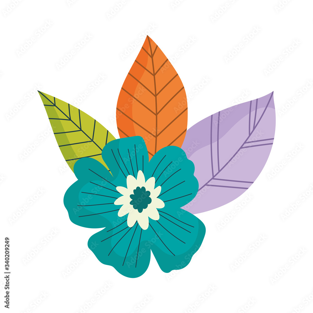 flowers leaves foliage nature decoration isolated icon