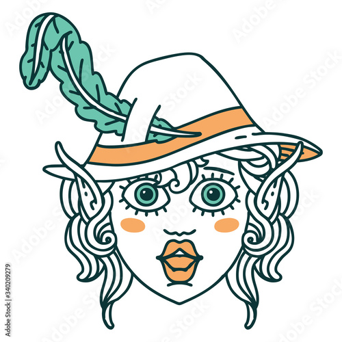 elf bard character face illustration