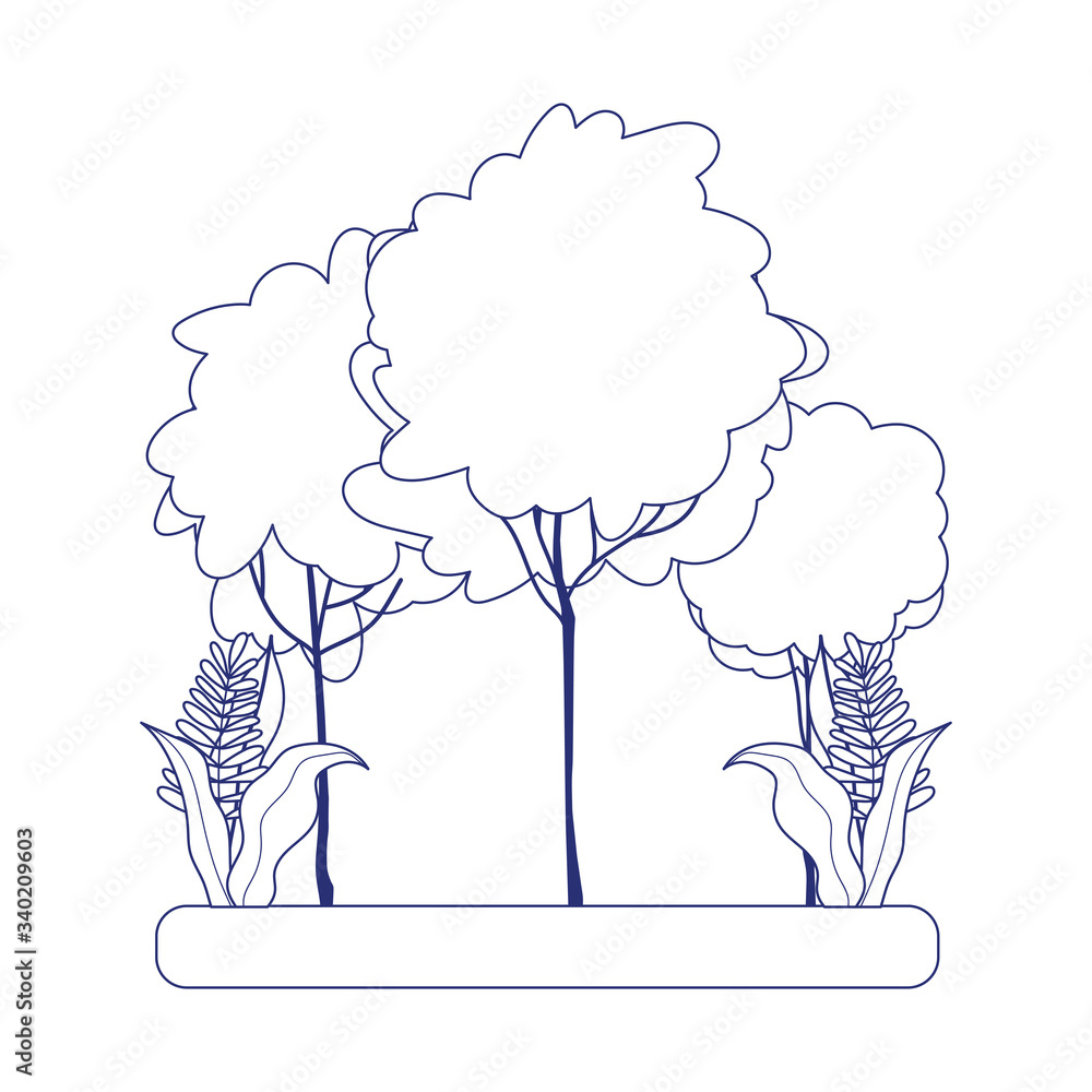 trees foliage nature botanical leaves isolated icon design line style trees foliage nature botanical leaves isolated icon design line style