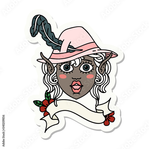 elf bard character face sticker