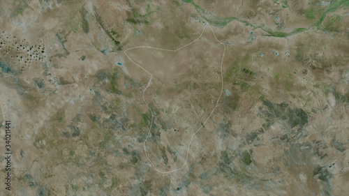 Govisümber, Mongolia - outlined. Satellite