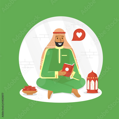 Canvas Print muslim read quran on ramadan the holy month
