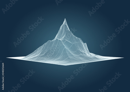 Mountain landscape in detailed wireframe design