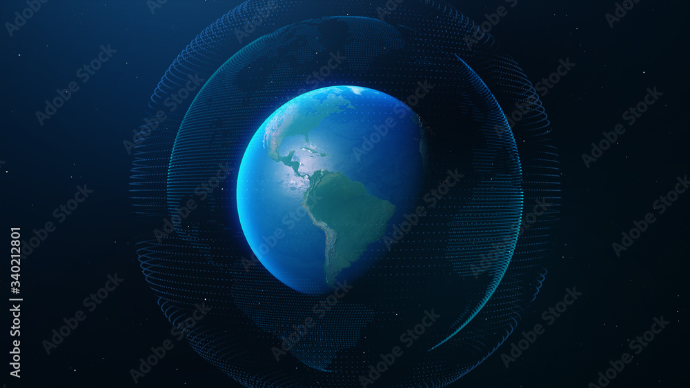 Fototapeta premium Planet earth technology network. Elements of this image furnished by NASA - 3D illustration.