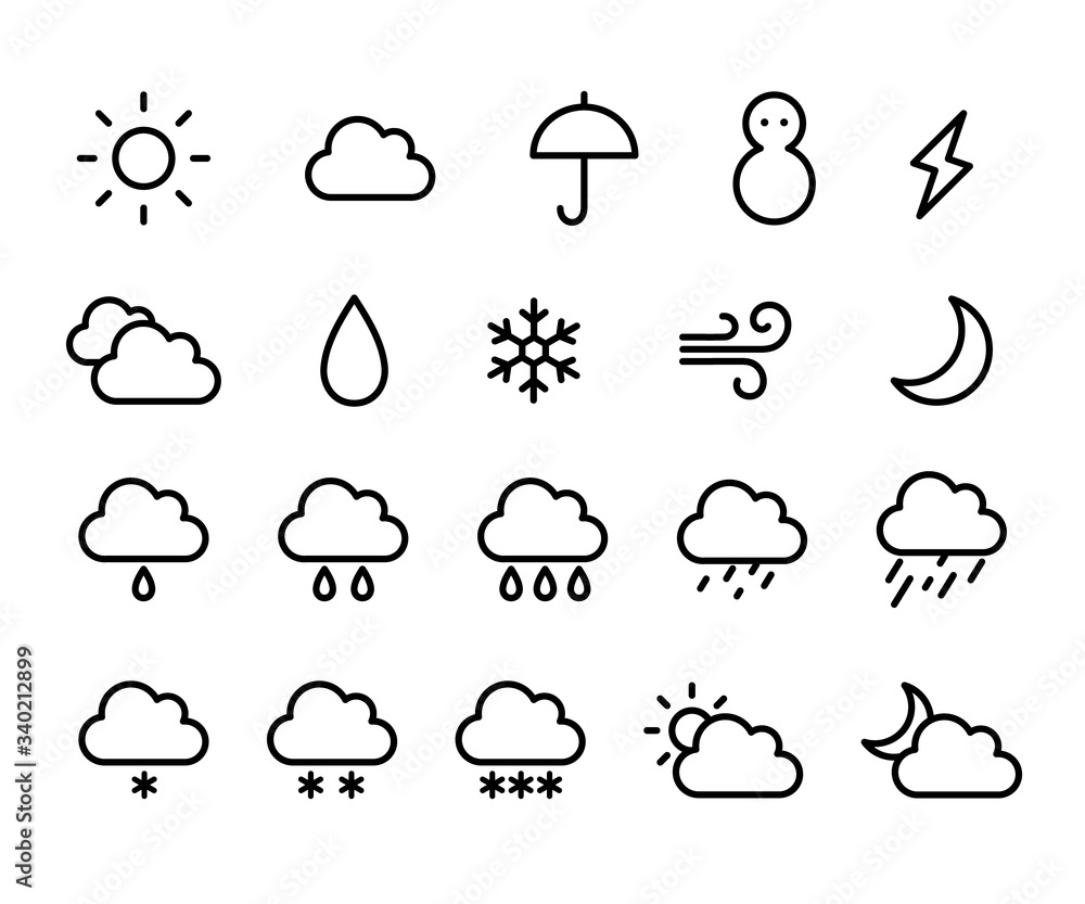 天気のアイコンのセット イラスト かわいい Stock Illustration Adobe Stock