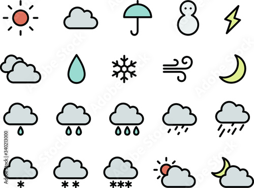天気のアイコンのセット／イラスト／かわいい
