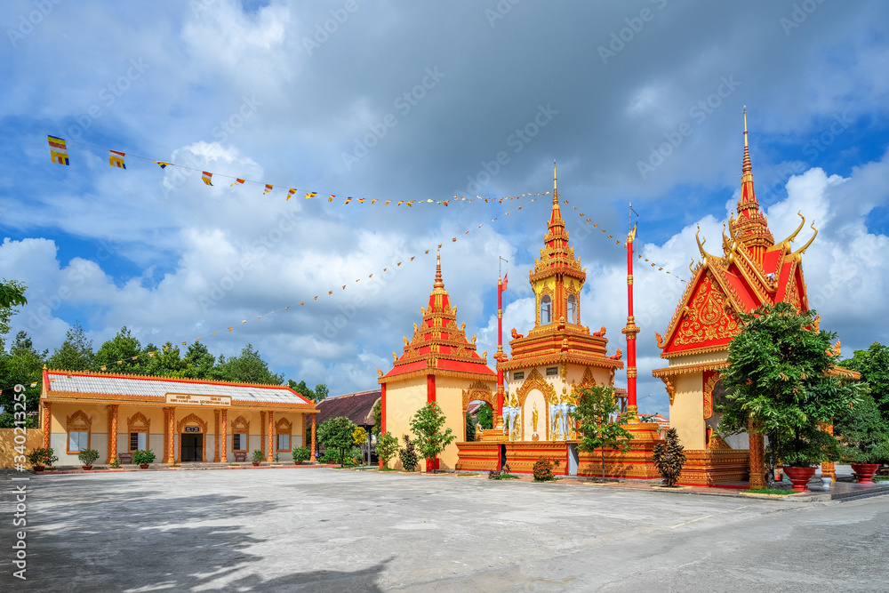 khmer architecture at the Xiem can pagoda, Bac lieu, Viet nam 