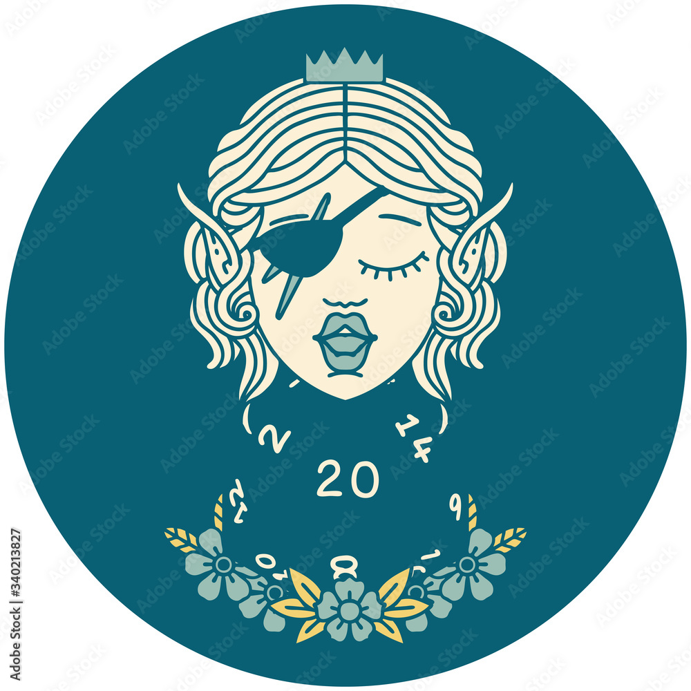 elf rogue character with natural twenty dice roll illustration elf rogue character with natural twenty dice roll illustration