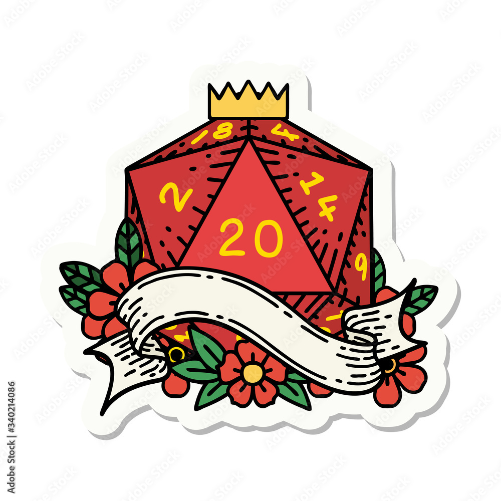 natural twenty D20 dice roll sticker natural twenty D20 dice roll sticker